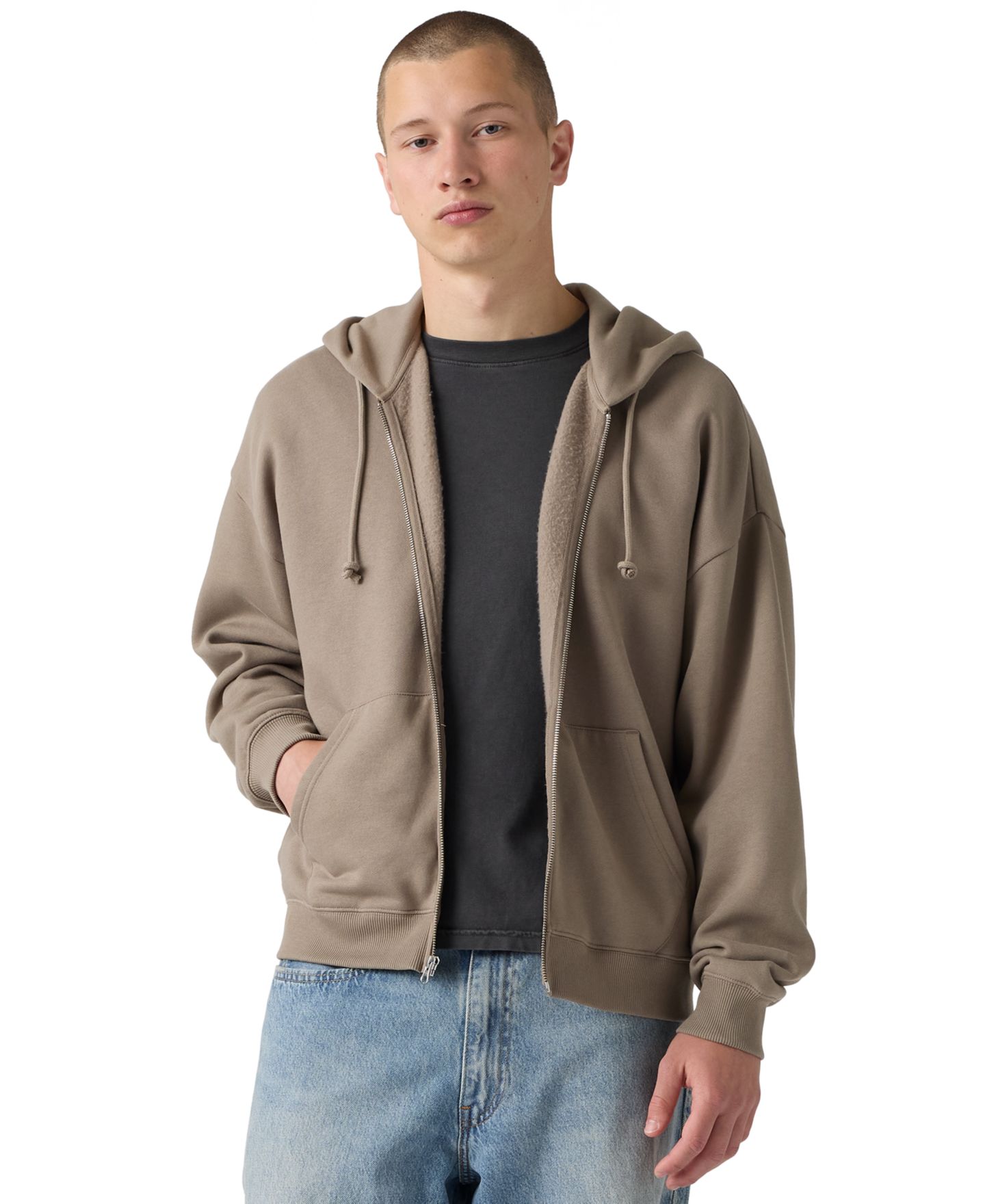Мужская толстовка Levi's оверсайз на молнии с капюшоном, цвет: Brindle — фото 1