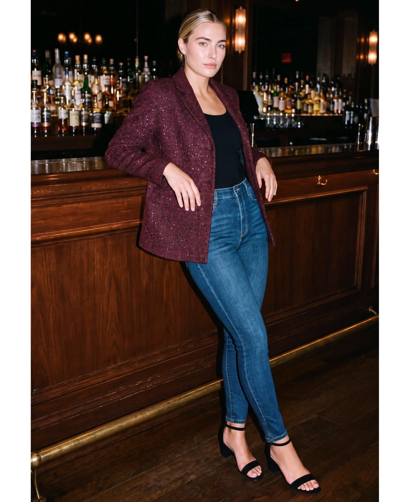 Женский пиджак AVENUE Plus Size Tegan Textured Tweed Blazer, цвет: Глубокий сливовый — фото 2