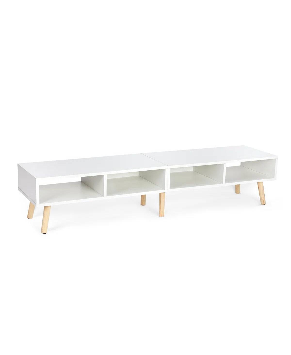 Slickblue Modern Wood Tv Stand with Mid-Century Design for 65-Inch TVs - White