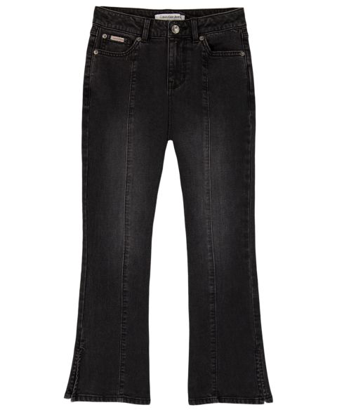 Брюки Calvin Klein Cotton Sateen Flare для девочек, цвет: Чёрный