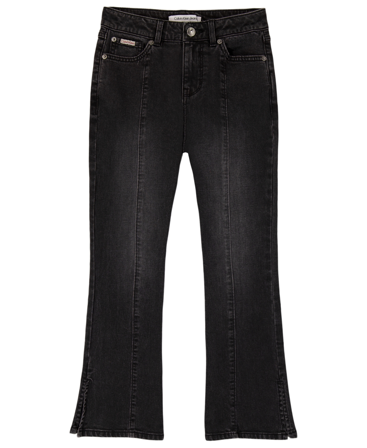Calvin Klein Girls' 7-16 Cotton Sateen Flare Pants - Black