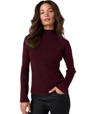 Women's Long-Sleeve Turtleneck Mixed-Ribbed Sweater