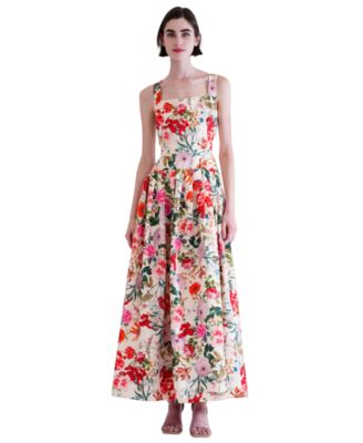 Women's Square Neck Drop Waist Maxi Dress