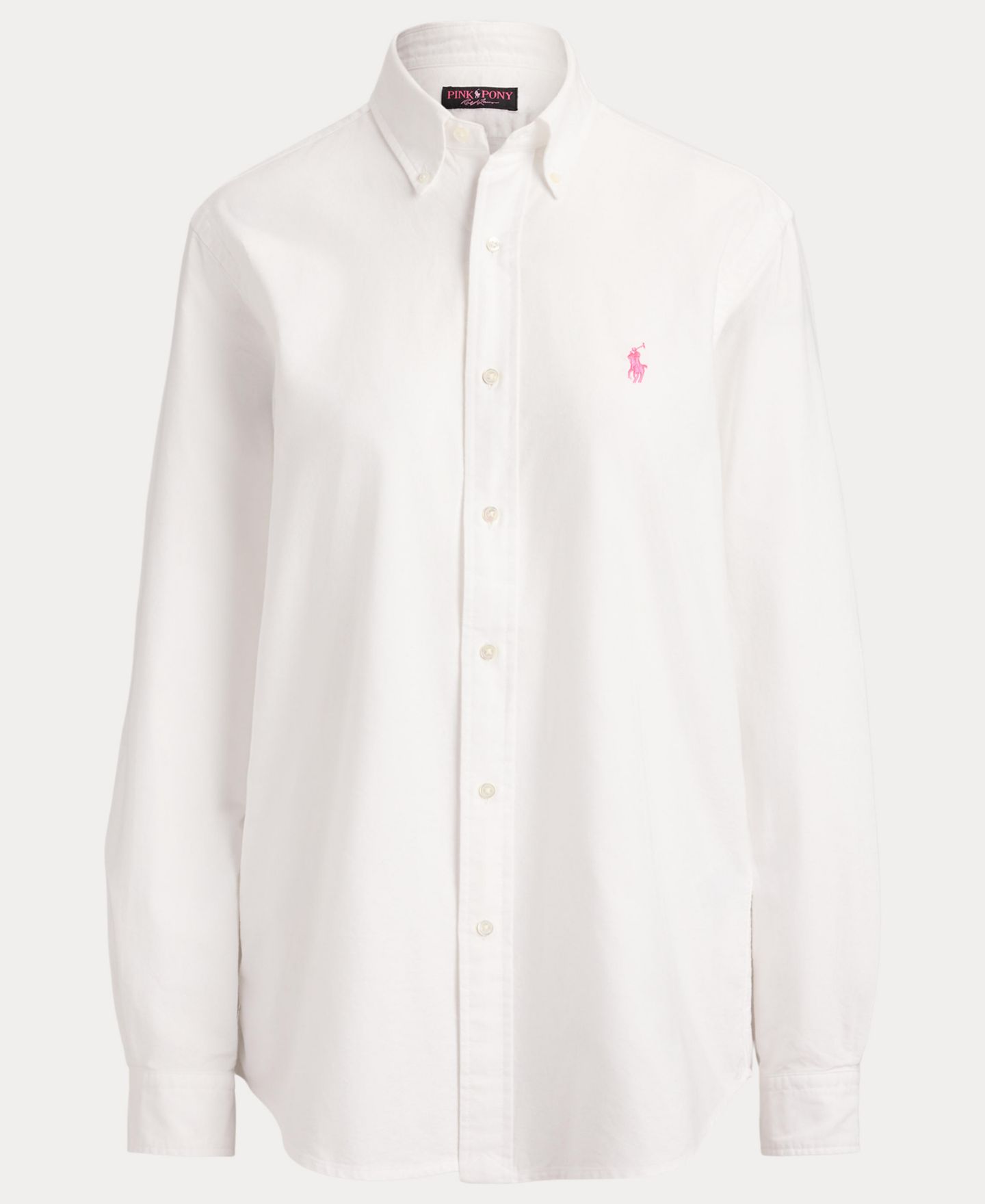 Женская рубашка Polo Ralph Lauren Pink Pony Oxford на пуговицах, длинный рукав, цвет: Белый — фото 5
