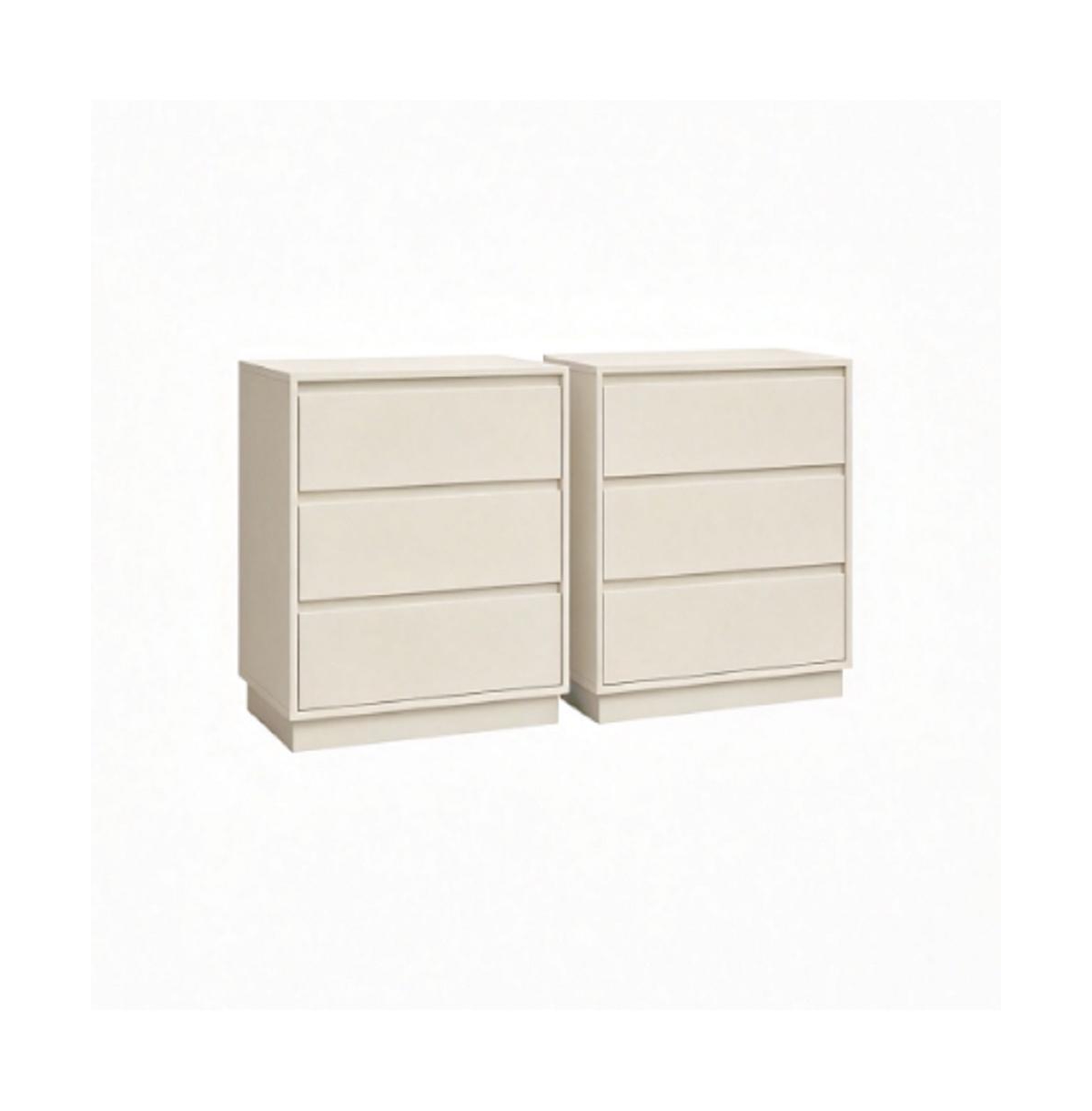 Boyel Living 6 Drawer Dresser Set of 2, Cream Minimalist Chest of Drawers, Handleless Low Bedroom Dresser - Beige