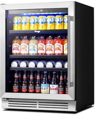 Beverage Refrigerator, 180 Cans Beverage Cooler, 24 inch , 34-54  , Built-in Left Hinge Beverage Fridge, Glass Door, for Home