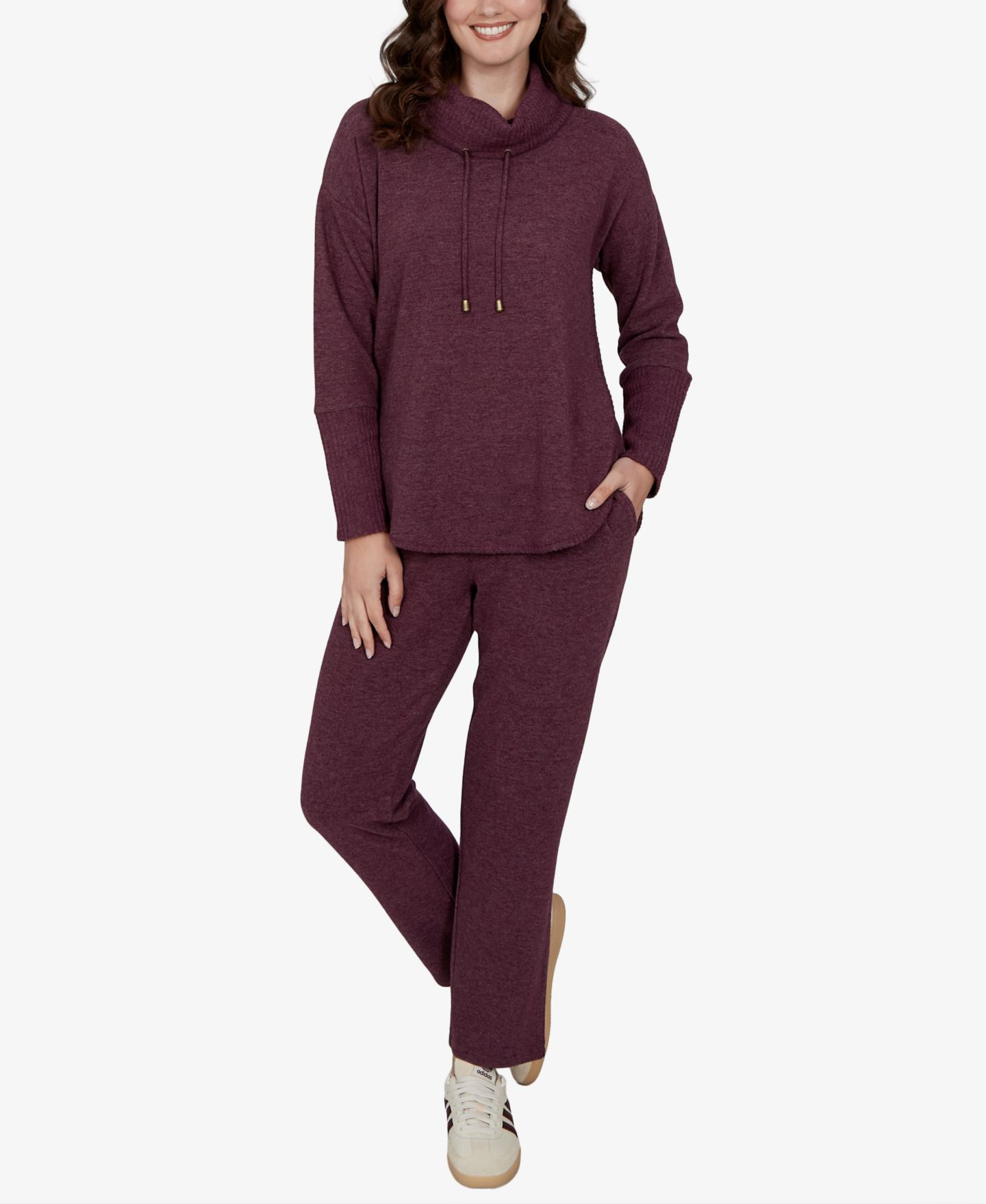 Женский свитер Ruby Rd. Petite Oversized Cowl Neck Long-Sleeve Pullover, цвет: Инжирный — фото 2