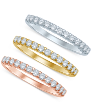 image of Diamond Tri-Color Stackable Bands (3/8 ct. t.w.) in 14k Gold, White Gold, and Rose Gold