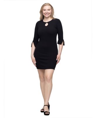 Petite Keyhole Body-Con Short-Sleeve Dress