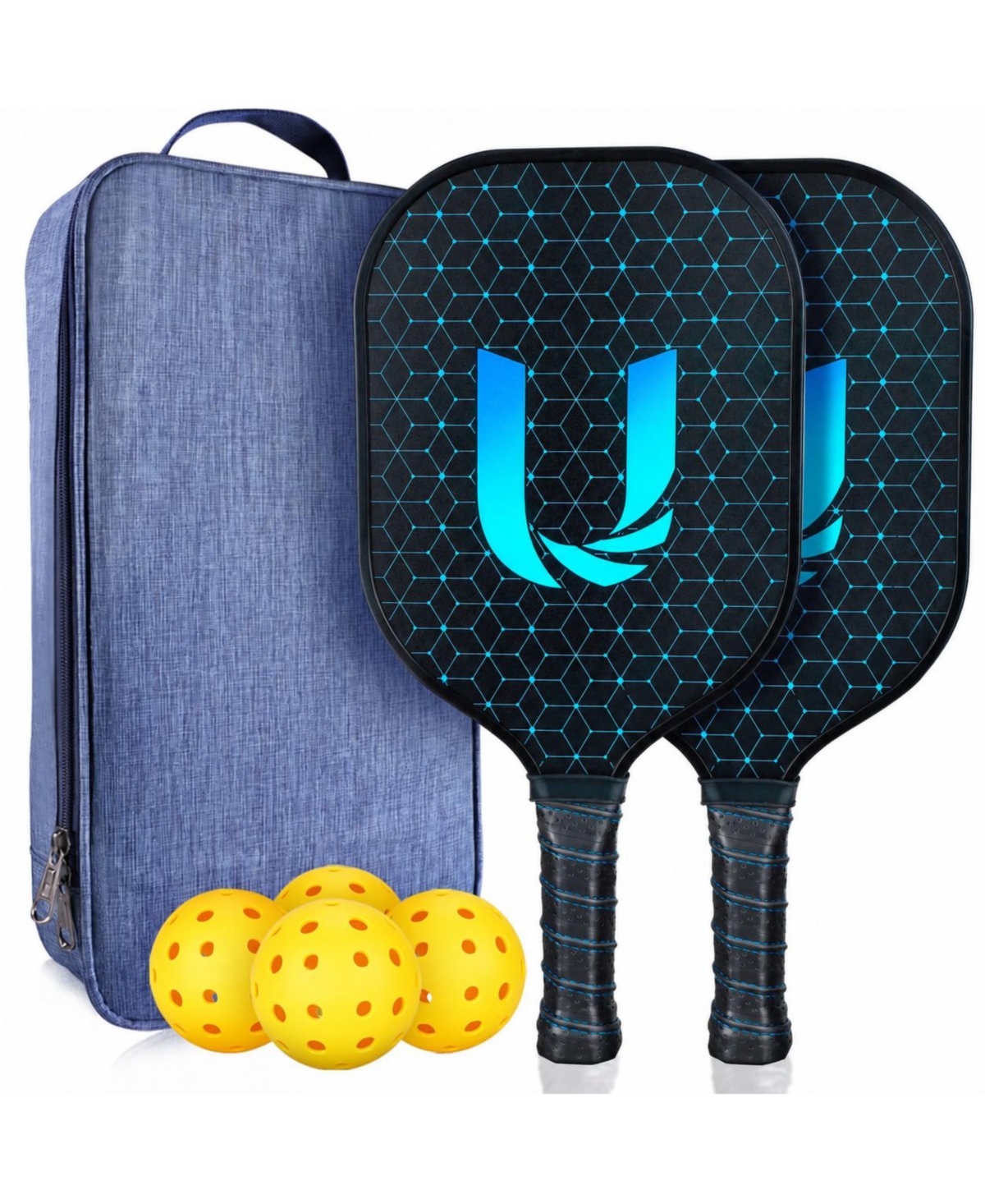 Sportneer Upgraded Pickleball Paddles Set Of 2 Graphite Thermoformed Textured Grip Carry Bag Balls
