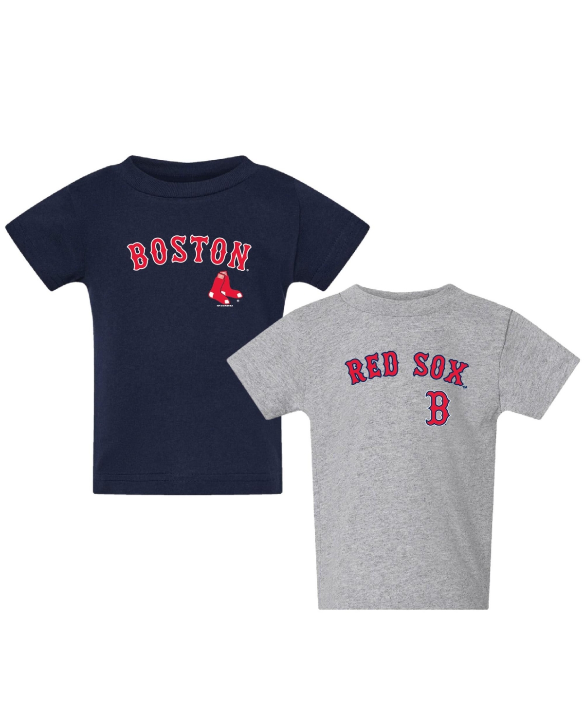 Soft As A Grape Boys' and Girls' 2T-5T Boston Red Sox Crewneck Short-Sleeve T-Shirts, 2-Pack - Navy
