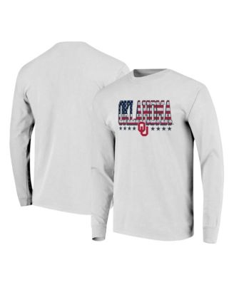 Men's White Oklahoma Sooners Tall Type Flag Long Sleeve T-Shirt