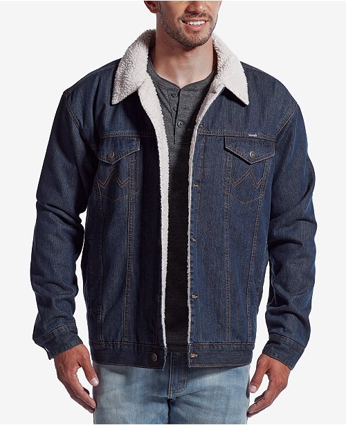 Wrangler Men's Western Jean Jacket with Faux-Sherpa Lining - Coats ...