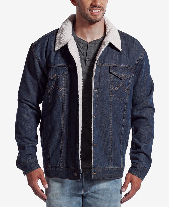 Wrangler Men's Western Jean Jacket with Faux-Sherpa Lining - Macy's