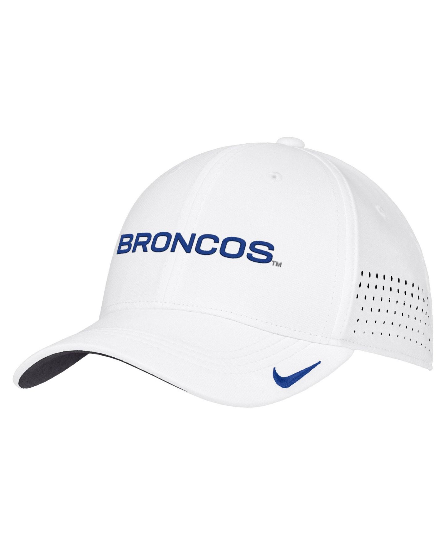 Мужской головной убор Nike White Boise State Broncos 2026 On-Field AeroBill SwooshFlex Dri-FIT Hat — фото 1