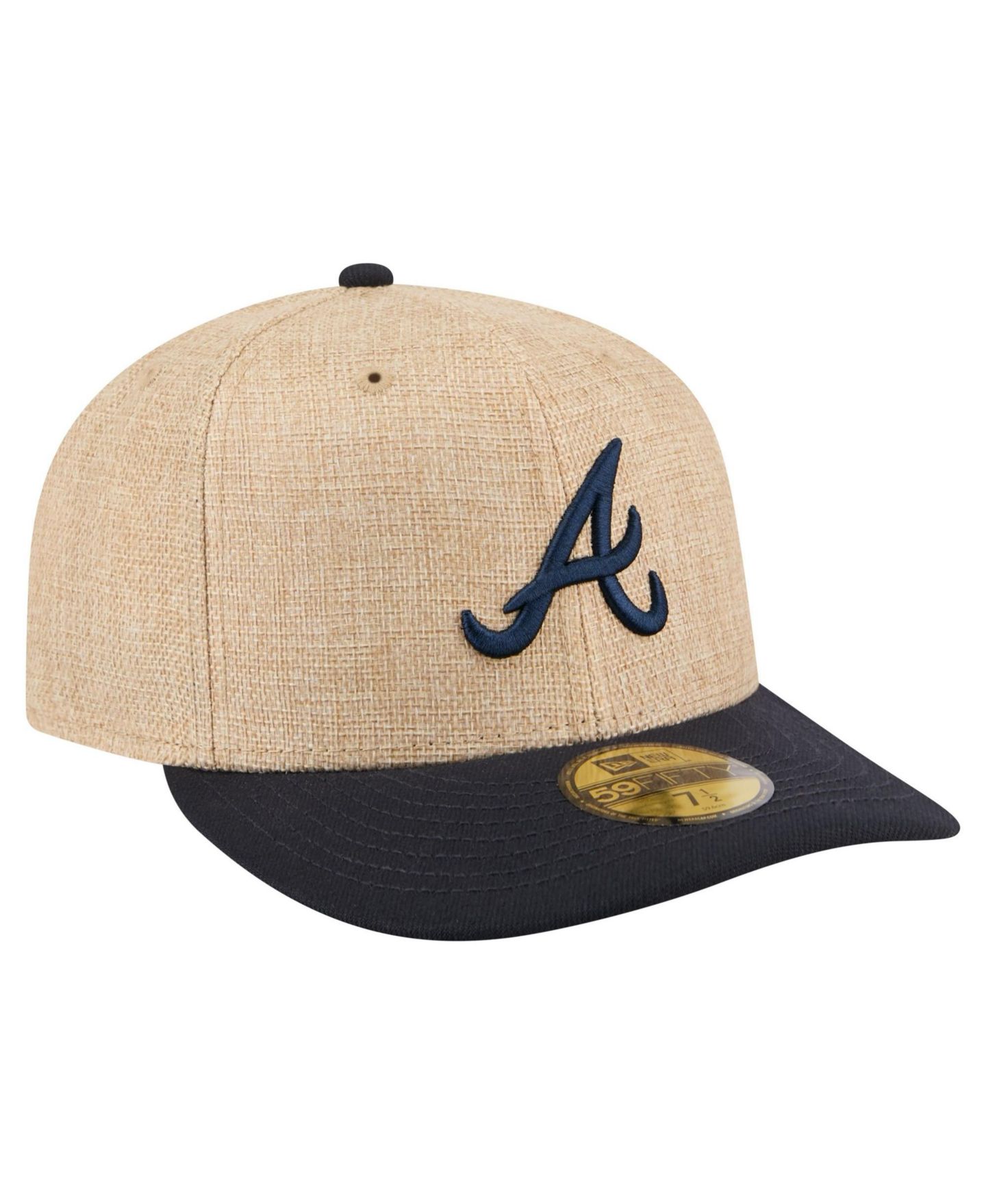 Мужская кепка New Era Natural/Navy Atlanta Braves Twine 59FIFTY Fitted Hat — фото 3