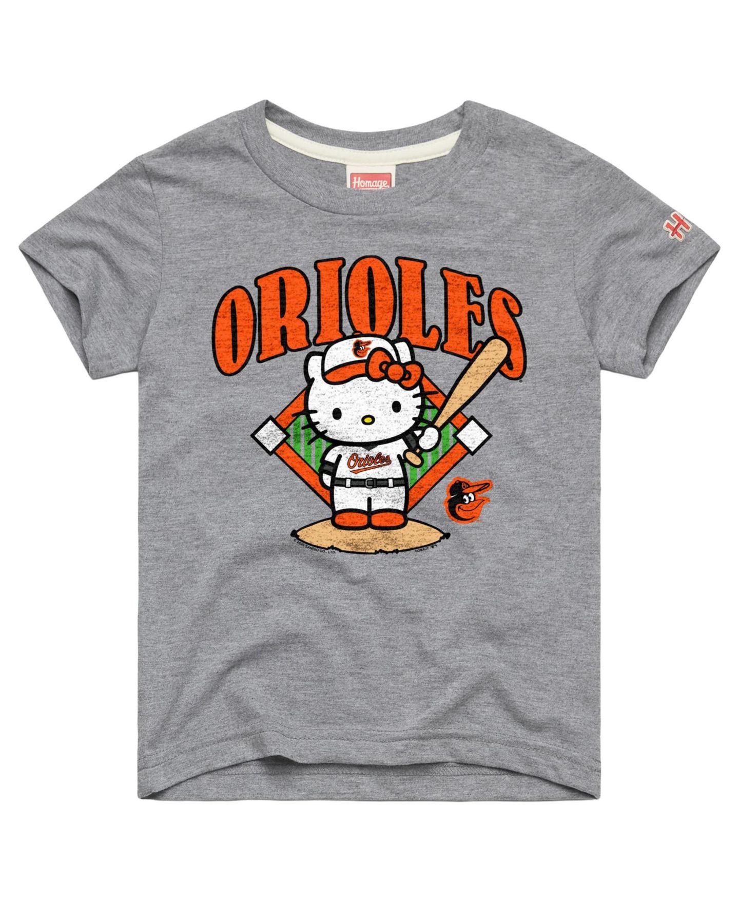 Детская футболка Homage Gray Baltimore Orioles Hello Kitty x MLB Tri-Blend — фото 1