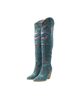  Miami Dolphins Over-the-Knee Two-Tone Sequin Boots