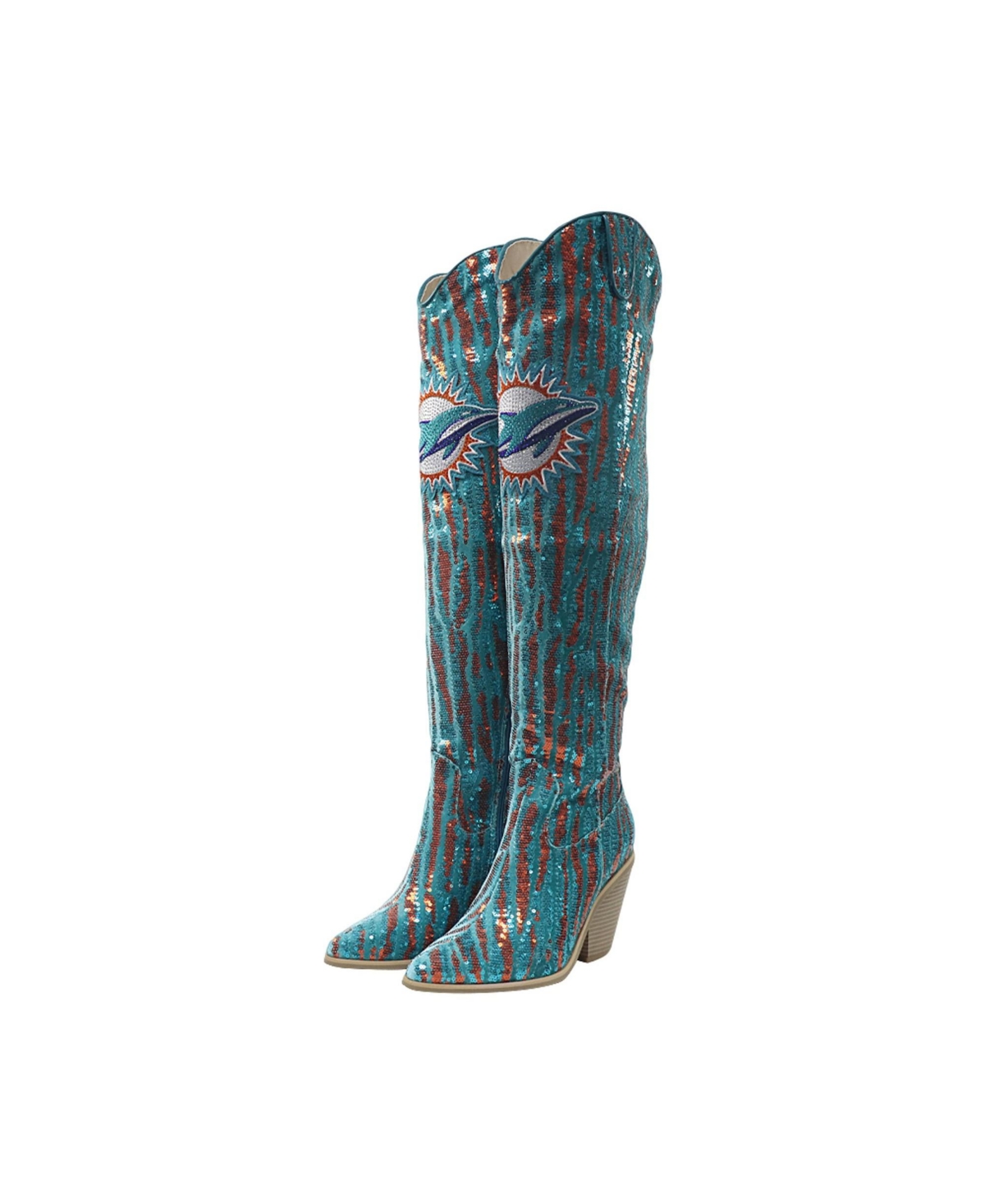 FABGATING by Cuce  Miami Dolphins Over-the-Knee Two-Tone Sequin Boots