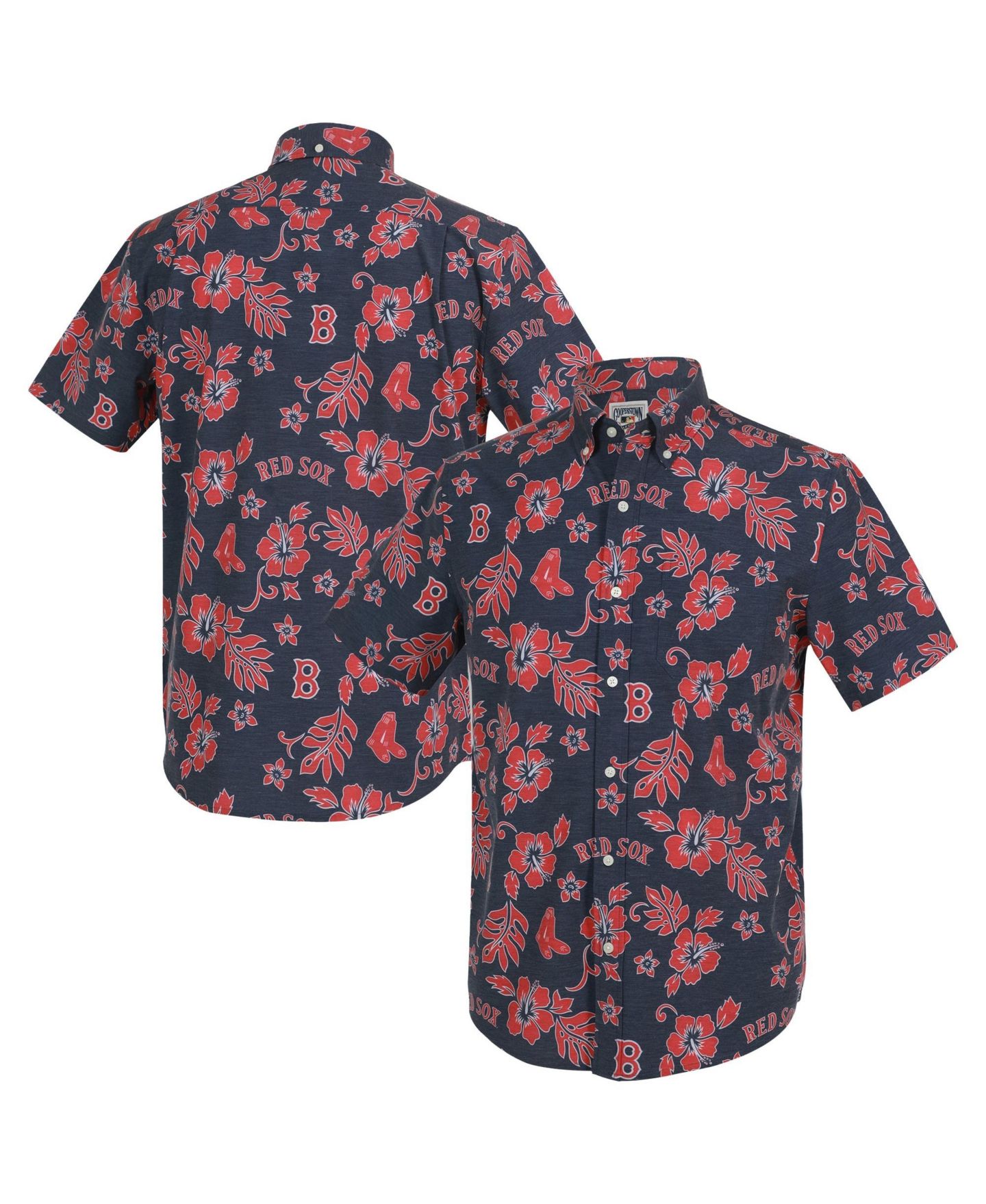 Мужской топ Reyn Spooner Navy Boston Red Sox Cooperstown Kekai Performance Button-Down Tri-Blend — фото 1
