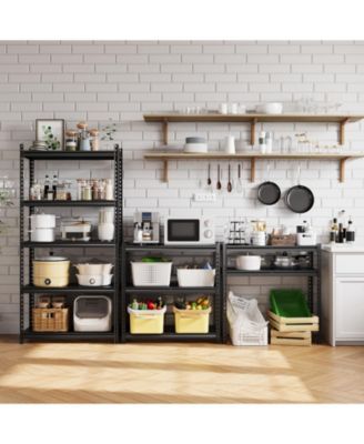 5 Tier Metal Storage Shelving Unit, Adjustable Heavy Duty Steel Rack, Industrial Style for Garage Kitchen Pantry Basement