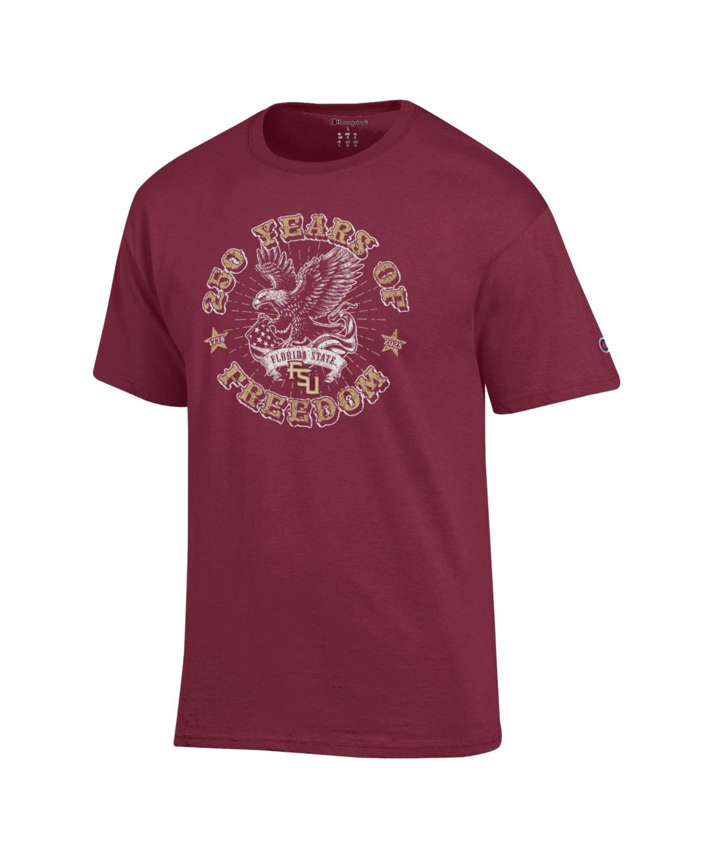 Мужская футболка Champion Garnet Florida State Seminoles Americana 250 Years of Freedom Tonal — фото 2