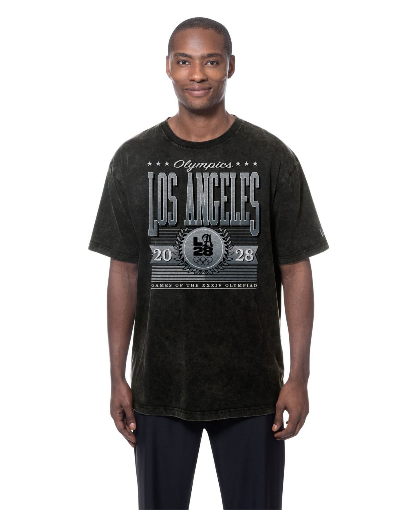 Мужская футболка New Era Black LA 2028 Summer Olympics Mineral Wash — фото 1