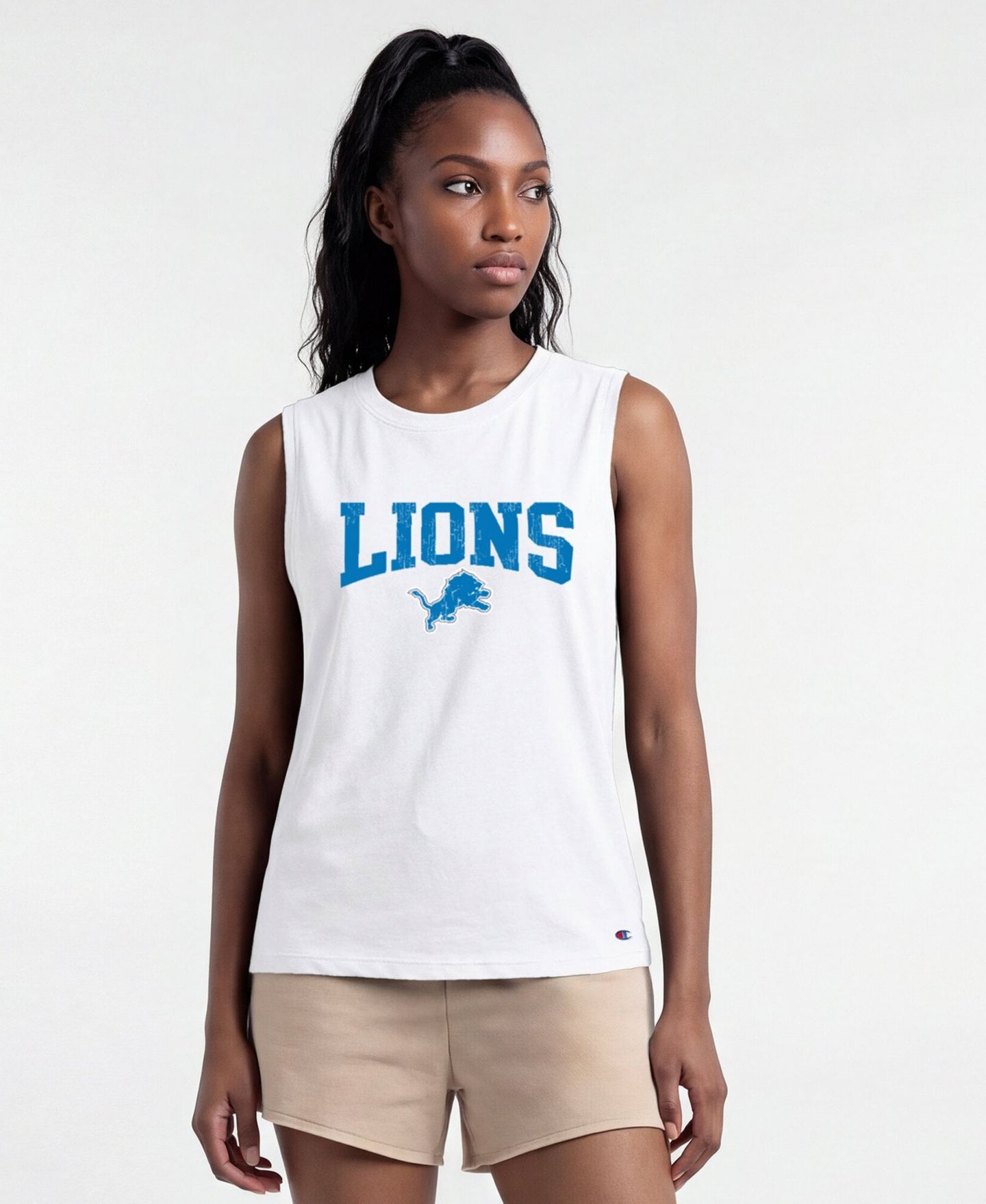 Женский топ Champion White Detroit Lions Muscle — фото 1