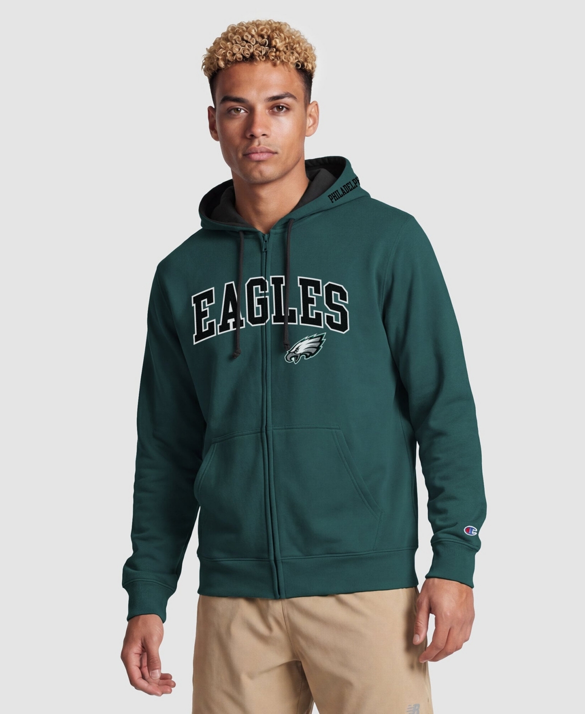 Champion Men's Philadelphia Eagles Full-Zip Graphic Hoodie - Midnight Green