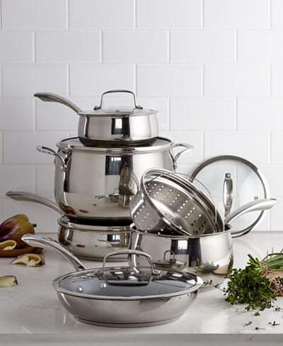 Belgique Stainless Steel 11-Pc. Cookware Set with Nonstick Sauté Pan & Fry Pan, Only at Macy's