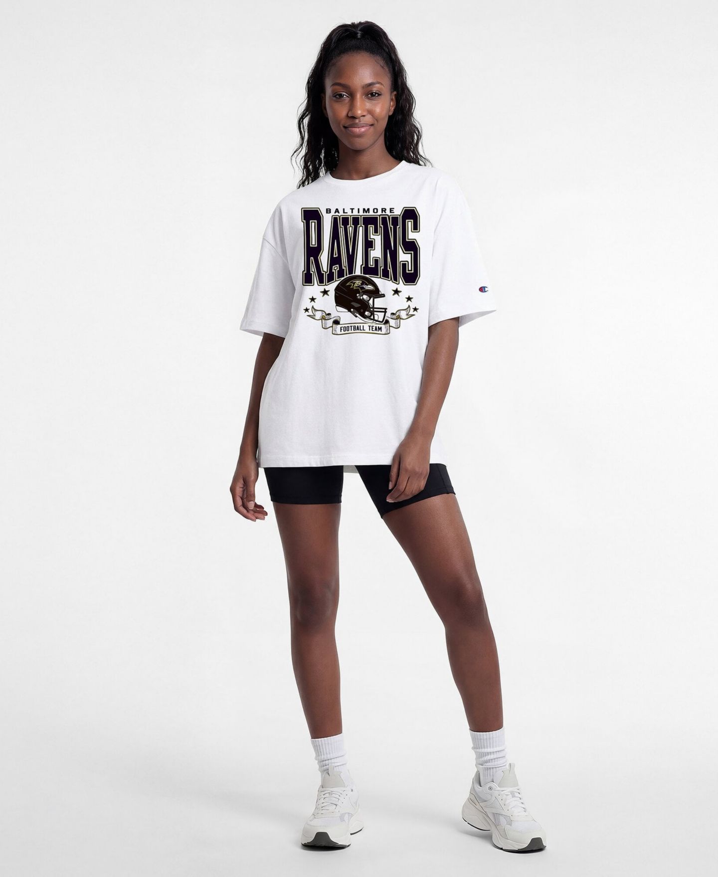 Женская футболка Champion White Baltimore Ravens Oversized — фото 3