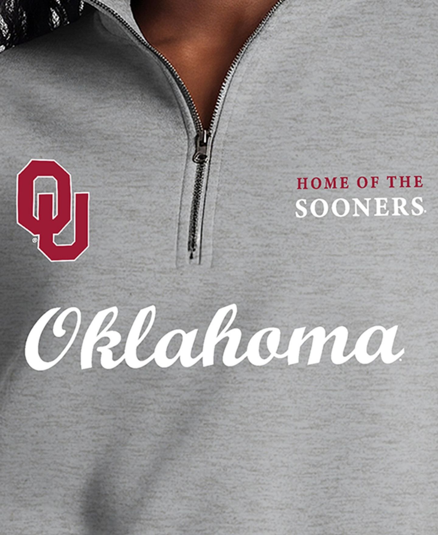 Женский свитер Champion Gray Oklahoma Sooners Academic Triumph Quarter-Zip Tri-Blend Pullover — фото 5