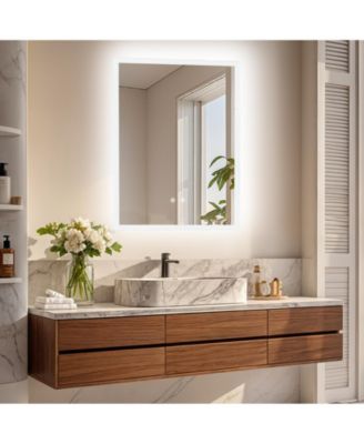 20" x 28" Rectangular Wall Mirror Anti-Fog Led Mirror Stepless Dimmable Lighted Bathroom Mirror