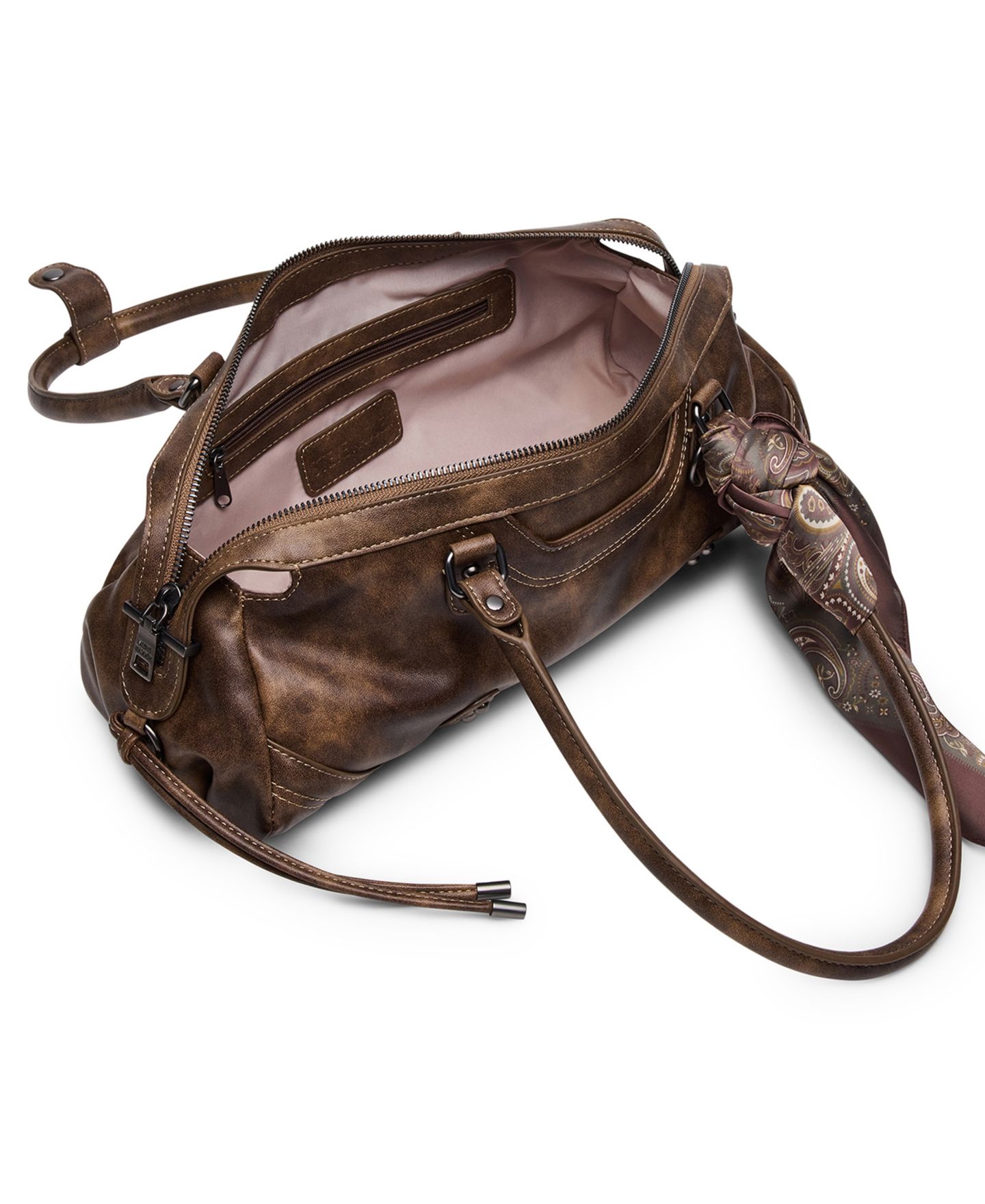 Женская сумка Steve Madden Cierra Medium Scarf Detail Large Shoulder Handbag, цвет: Коричневый — фото 5