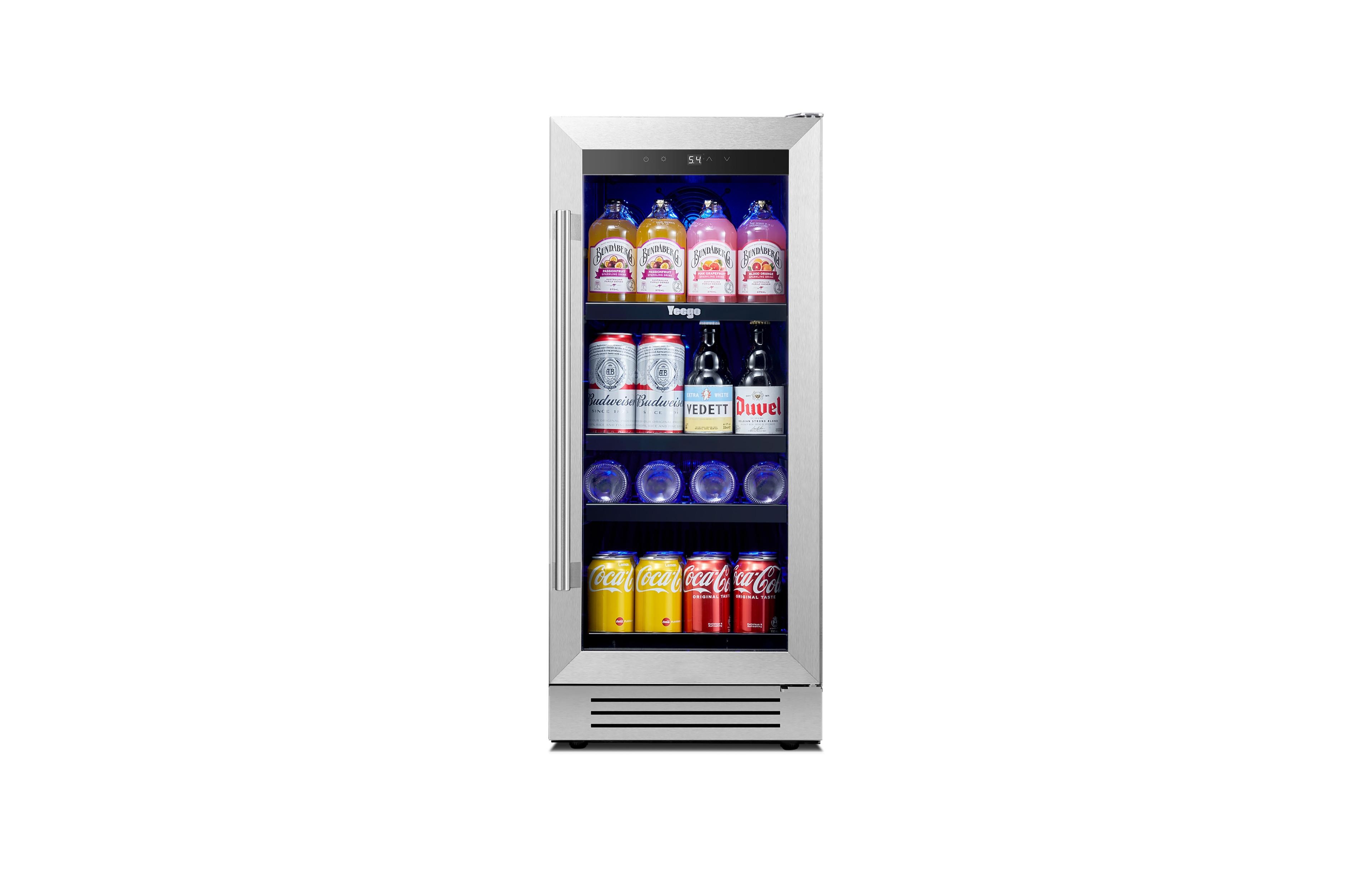 Yeego 15 Inch Beverage Refrigerator 100 Can Mini Fridge Door, 34-54 Built-In Beverage Cooler for Drink Soda Wine