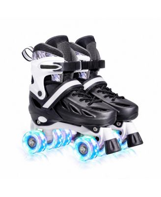 Adjustable Size Adult Teens Roller Skates With Reinforced Frame Smooth Quiet Glide Safe Triple Closure