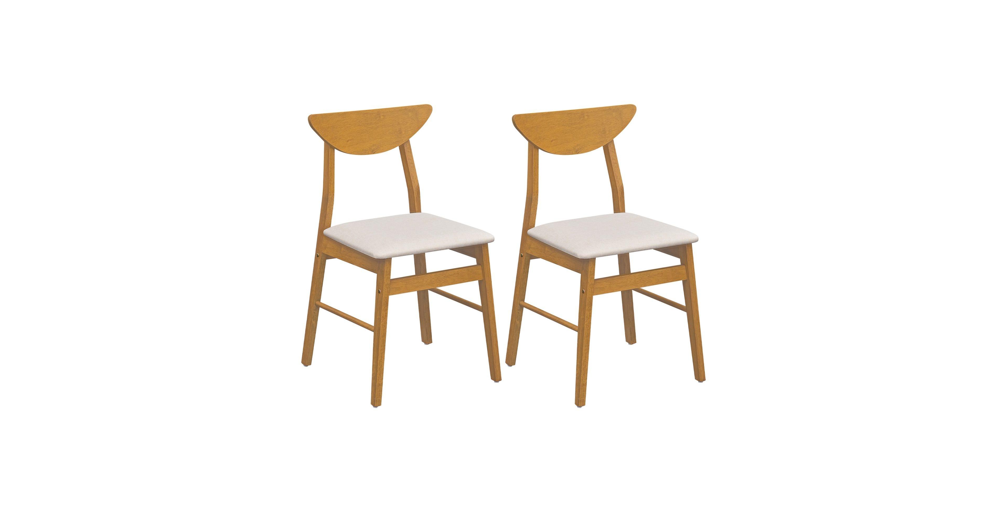 Sugift 2-Piece Upholstered Dining Chair Set with Curved Backrest