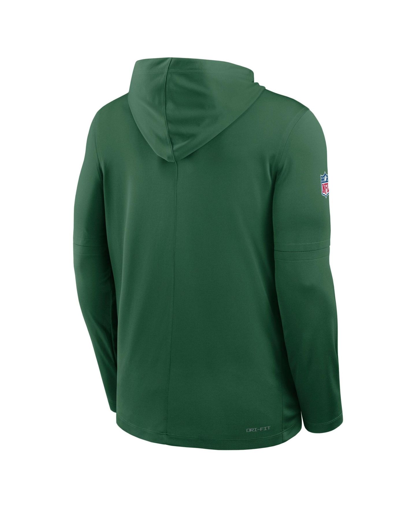 Мужская футболка Nike Green New York Jets Sideline Pure Fury Dri-FIT Long Sleeve Hooded — фото 3
