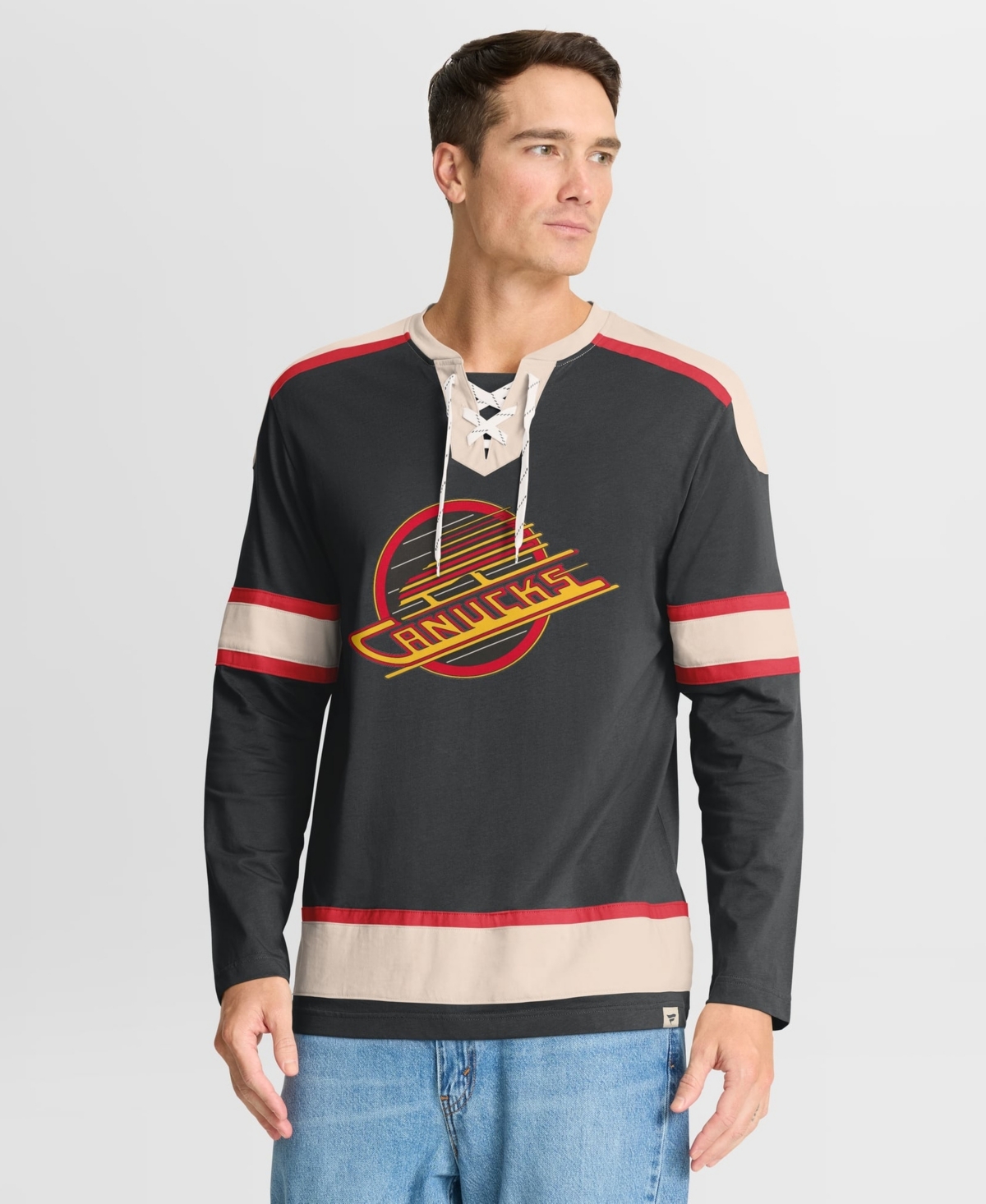 Fanatics Men's Black Vancouver Canucks Vintage Top Shelf Long Sleeve Shirt