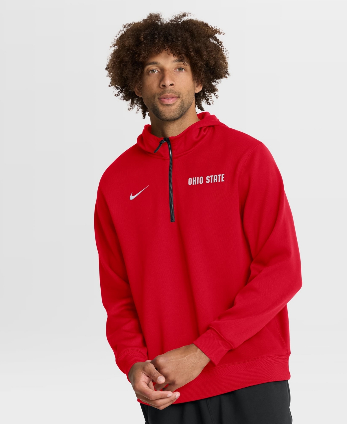 Nike Men's Scarlet Ohio State Buckeyes Coaches Premium Dri-fit Quarter-Zip Hoodie - Scarlet