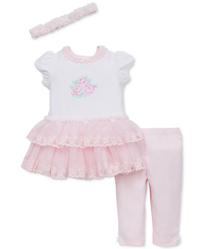 Little Me 3-Pc. Headband, Dress & Leggings Set, Baby Girls (0-24 months)