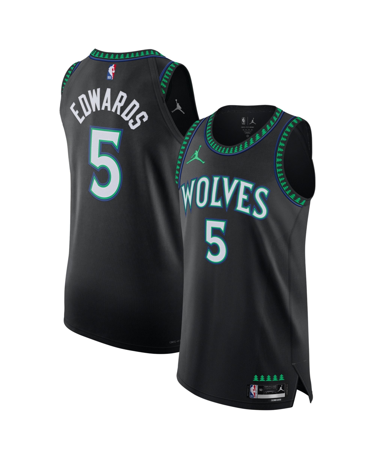 Jordan Men's Anthony Edwards Black Minnesota Timberwolves Authentic Jersey