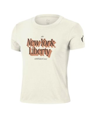 Women's  Cream New York Liberty Chill Tri-Blend Mod Cropped T-Shirt