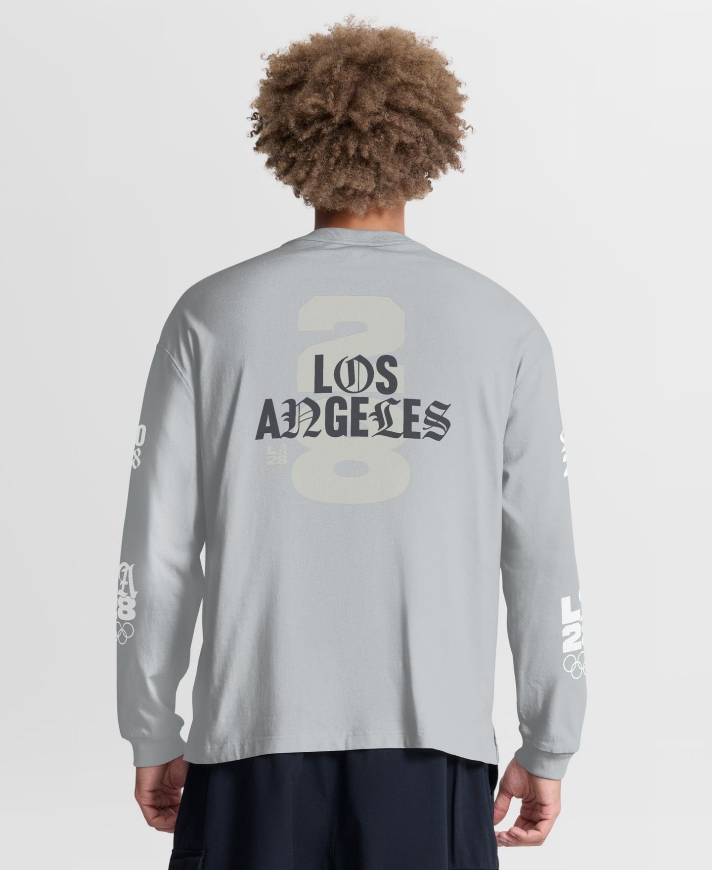 Мужская футболка Fanatics Gray LA28 Summer Olympics Oversized Type Play Long Sleeve — фото 2