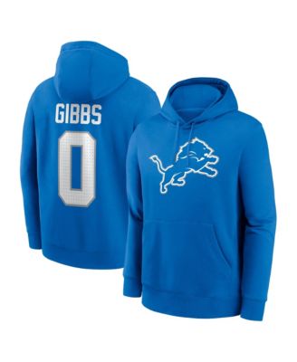 Nike - Men's Jahmyr Gibbs Blue Detroit Lions Name & Number Hoodie Blue