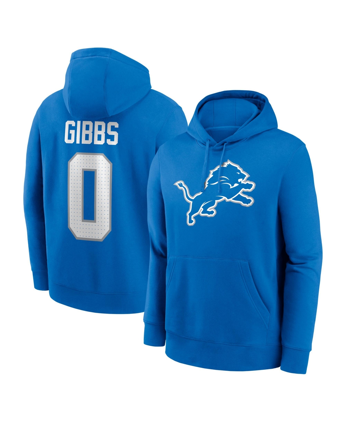 Nike Men's Jahmyr Gibbs Blue Detroit Lions Name & Number Hoodie