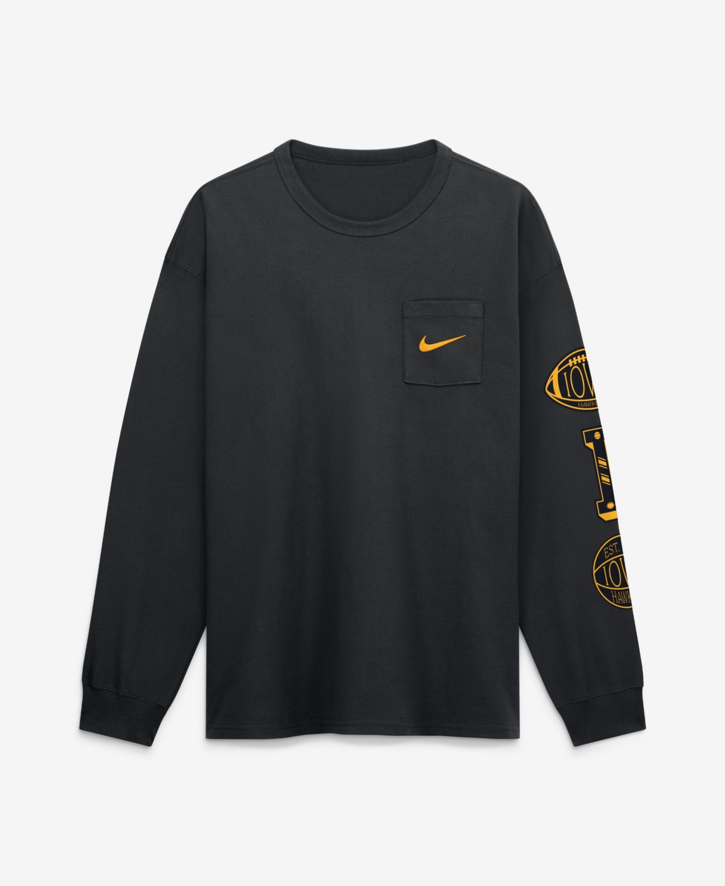 Мужская футболка Nike Black Iowa Hawkeyes Academic Long Sleeve Pocket — фото 2