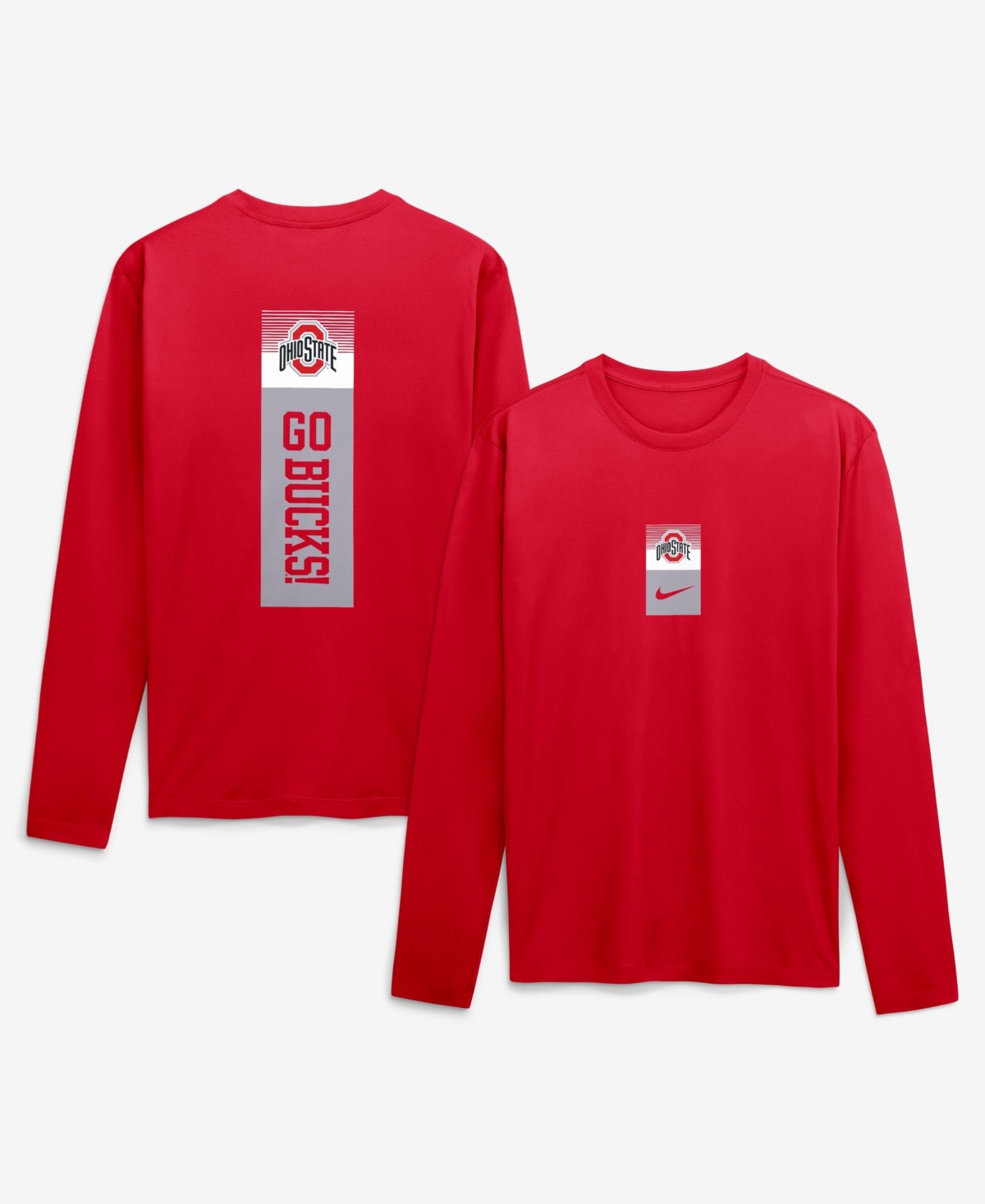 Nike Men's Scarlet Ohio State Buckeyes Double Stack Legend Dri-fit Long Sleeve T-Shirt