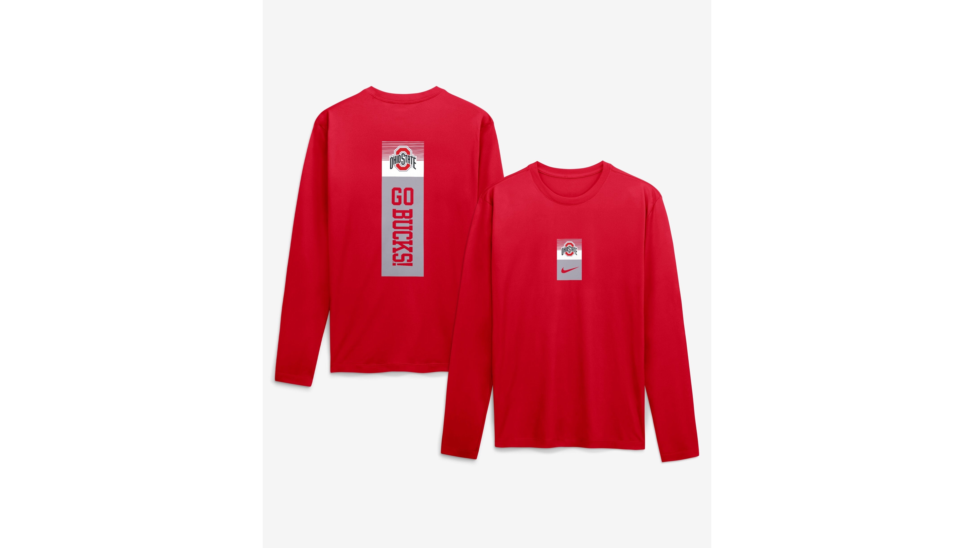 Nike Men's Scarlet Ohio State Buckeyes Double Stack Legend Dri-fit Long Sleeve T-Shirt