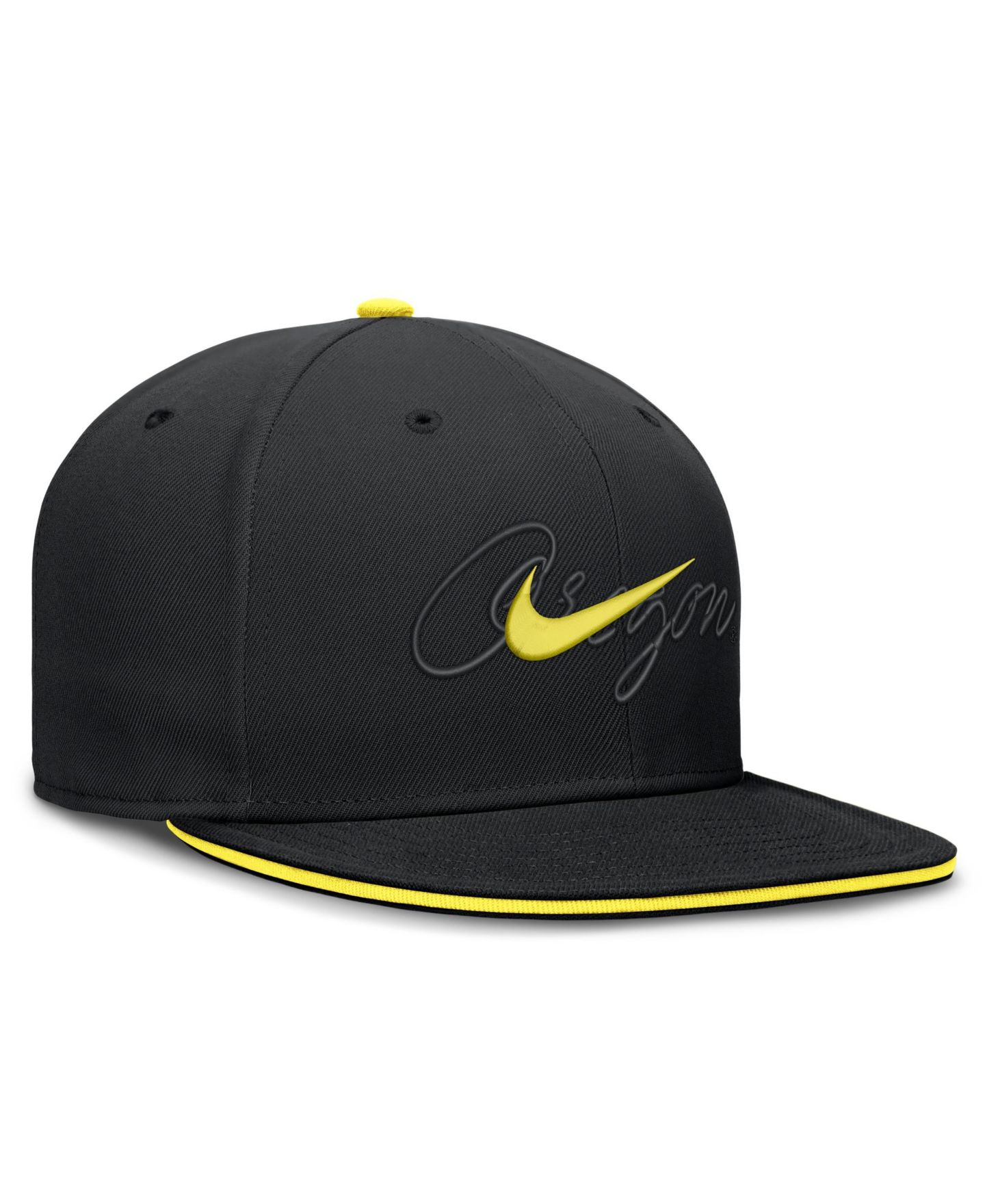 Мужская кепка Nike Black Oregon Ducks Dri-FIT Primetime Script Fitted Hat — фото 3